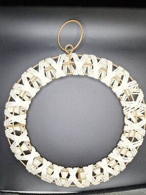 Cream and Brass Braided Holiday Wreath - Decorative Wall Accent